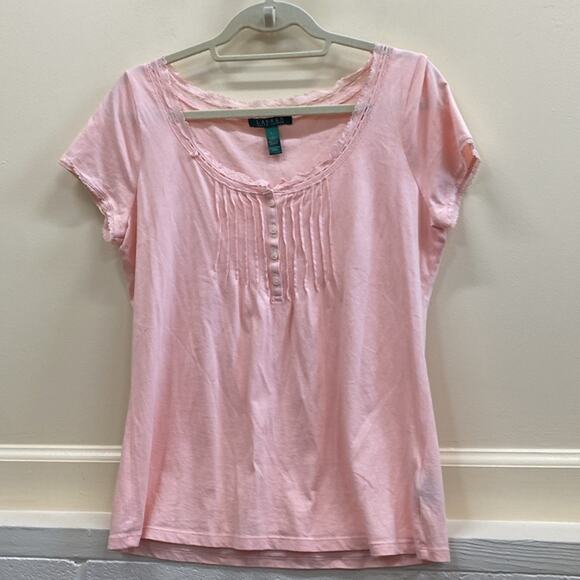 Lauren Ralph Lauren women’s size large, short sleeve cotton top - Picture 1 of 4